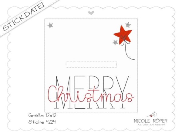 Stickdatei Artikelbild ITH 18x13 Geschenkbox Merry Christmas Weihnachtskarte 2