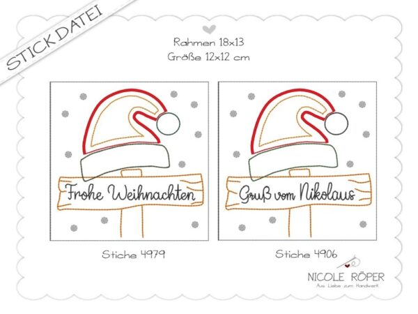 Stickdatei-ITH-18x13-Nikolaus-Muetze-Gruss-vom-Nikolaus-Frohe-Weihnachten-BoxStickdatei-ITH-18x13-Nikolaus-Muetze-Gruss-vom-Nikolaus-Frohe-Weihnachten-Box