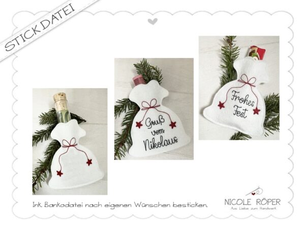 Stickdatei ITH 3erSet 10x10 Nikolaus Sack, Saeckle, Saeckchen